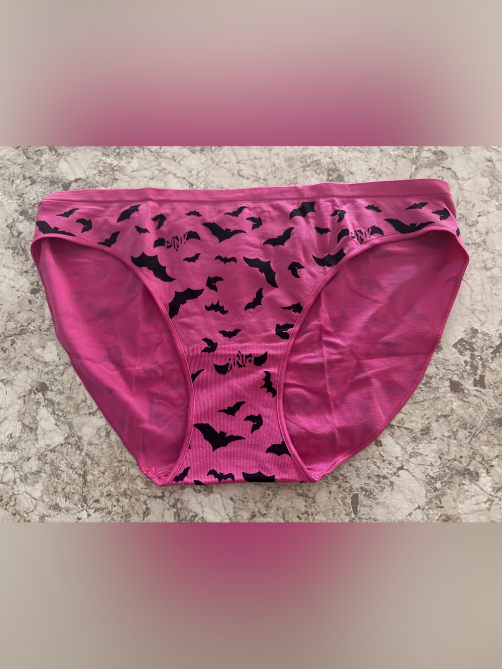 VS PINK Halloween Bats Seamless Bikini panty Pink NWT Large